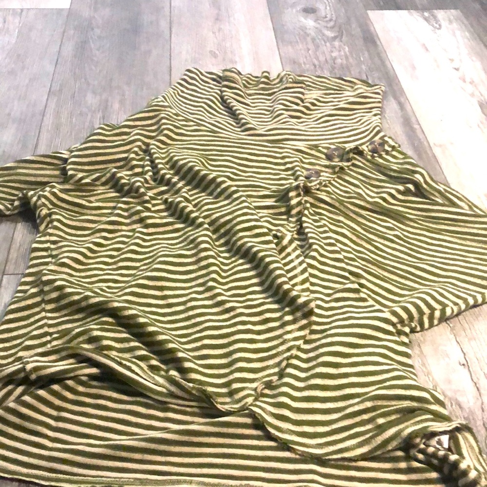 Green and white striped shirt